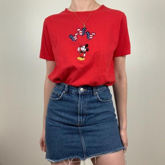 Y2K Disney's Mickey Mouse Red T-Shirt Top - Picture 1 of 12